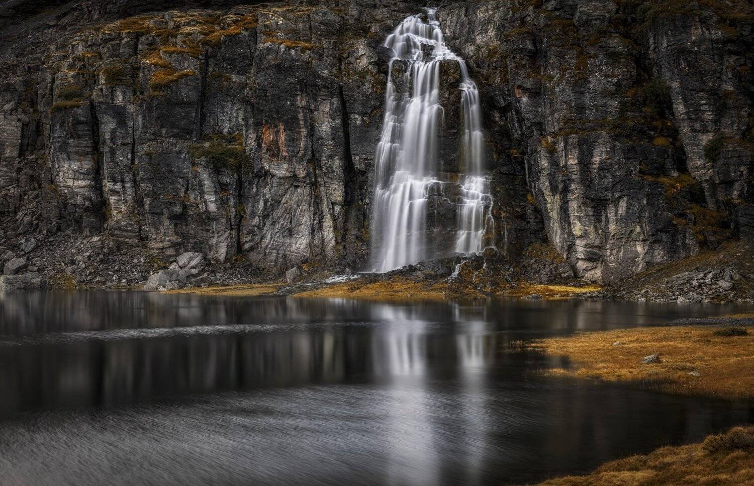 водопад, скалы, длинная выдержка, Александр Безмолитвенный