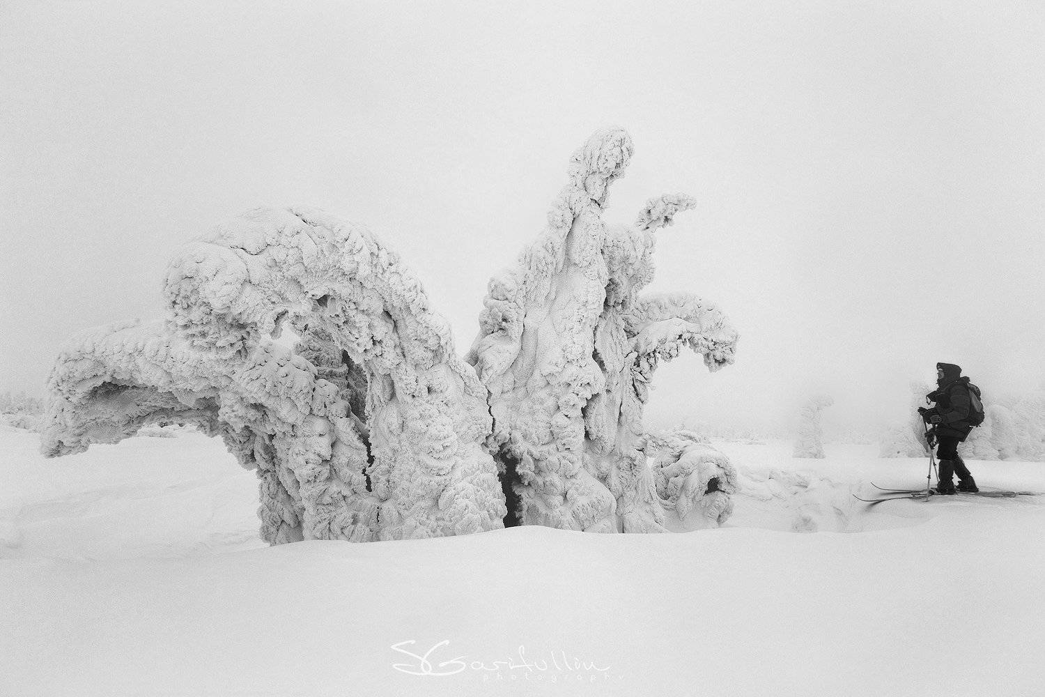 ГУХ, Главный уральский Хребет, Урал, Северный Урал, зимний пейзаж, чб, Сергей Гарифуллин