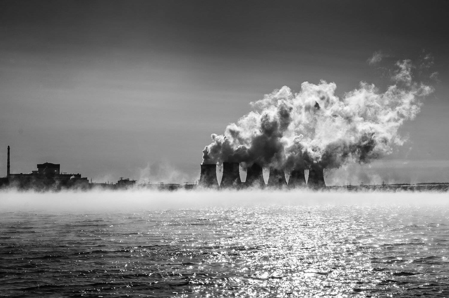 атомная станция, градирни, пар, облака, мощность, вода, Владимир Володин