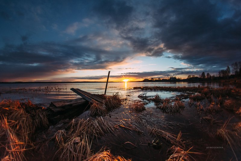 закат вечер солнце облака осень ### фото превью