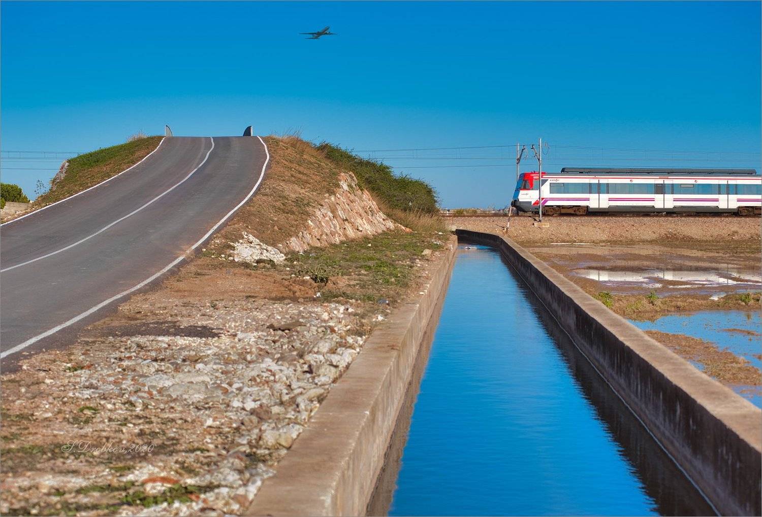поезд, самолёт, вода, небо, дорога, Sergey Drobkov