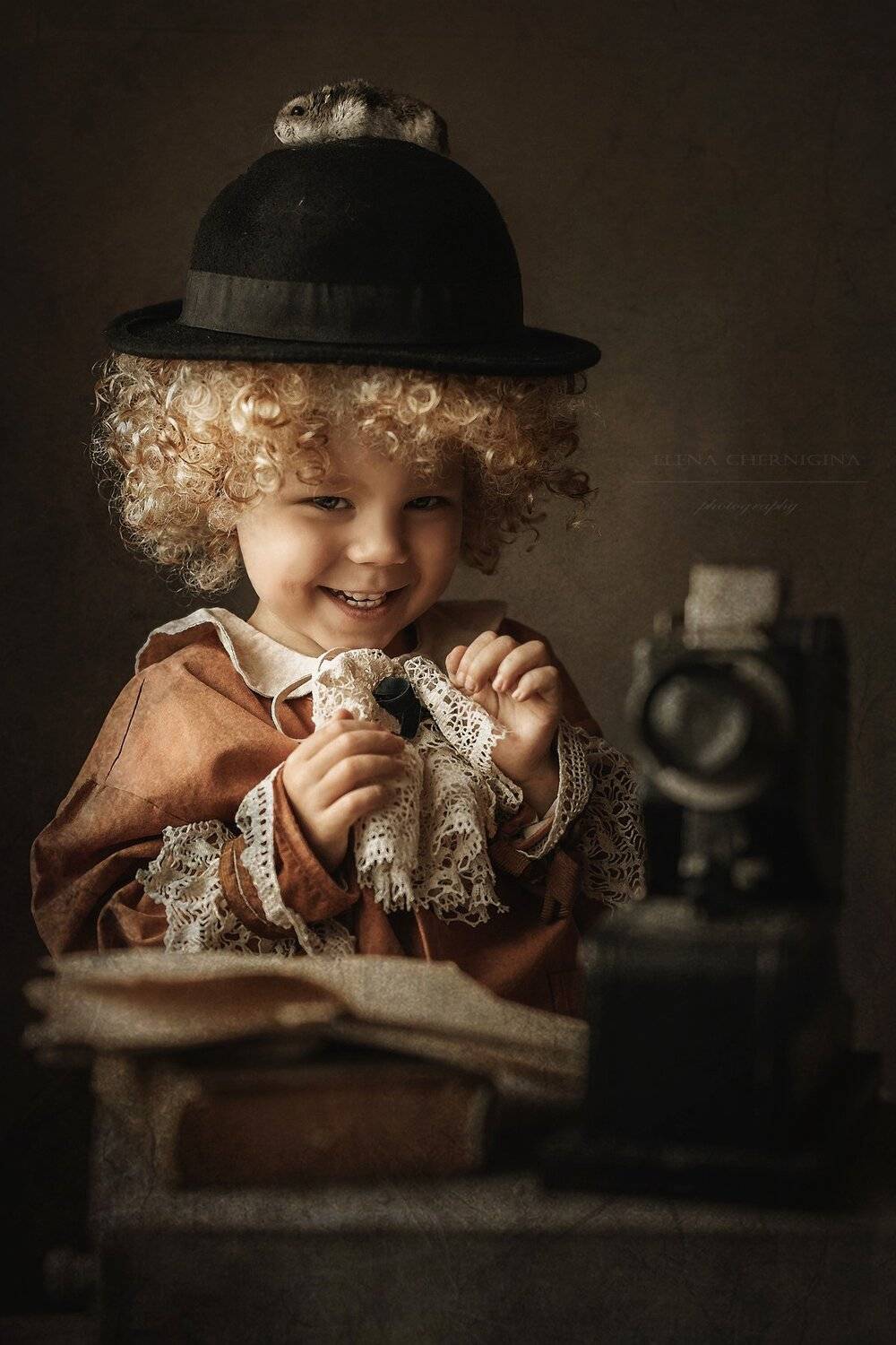 мальчик, дети, портрет, ребенок, животные, кудрявый, кудри, винтаж, ретро, кукла, Елена Чернигина