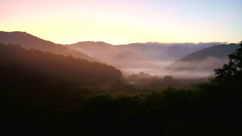 south korea,kangwondo,autumn, dawn, mountain, sky, fog, valley, nature, Fog in the valley фото превью