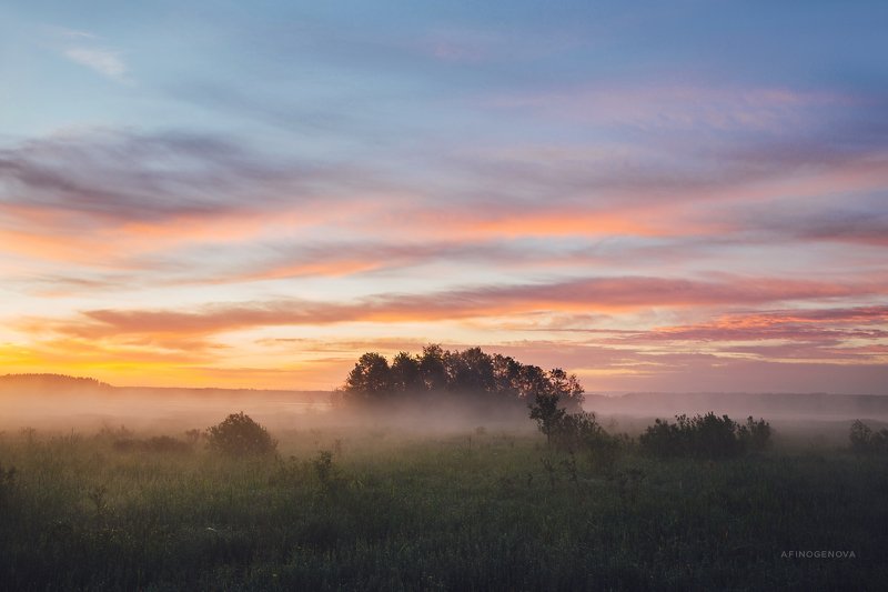 утро рассвет облака остров туман Утренние краски фото превью