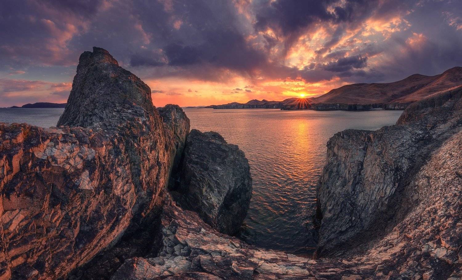 вечер, море, скалы, Андрей Кровлин