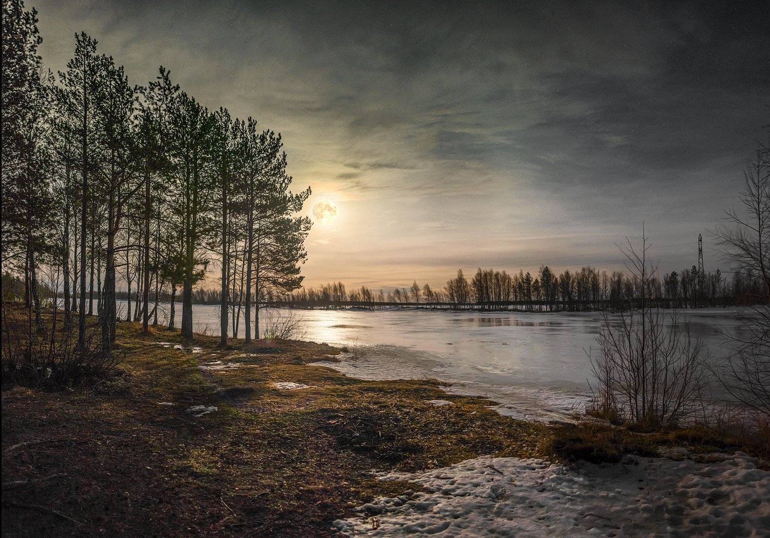 архангельская обасть, ночное фото, луна, русский север, северодвинск, Михаил Карпов