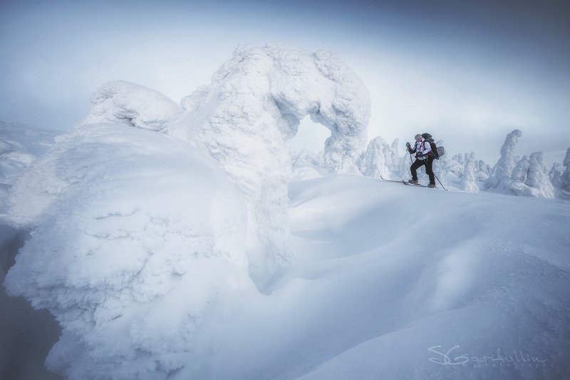 ГУХ, Урал, Северный Урал, Зимний поход, Лямпа, Главный уральский хребет, лыжи Прогулка на лыжах среди местных на Северном Урале фото превью