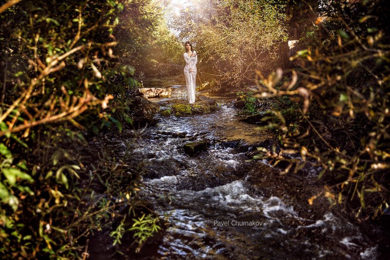 девушка, женщина, природа, река,  фото превью