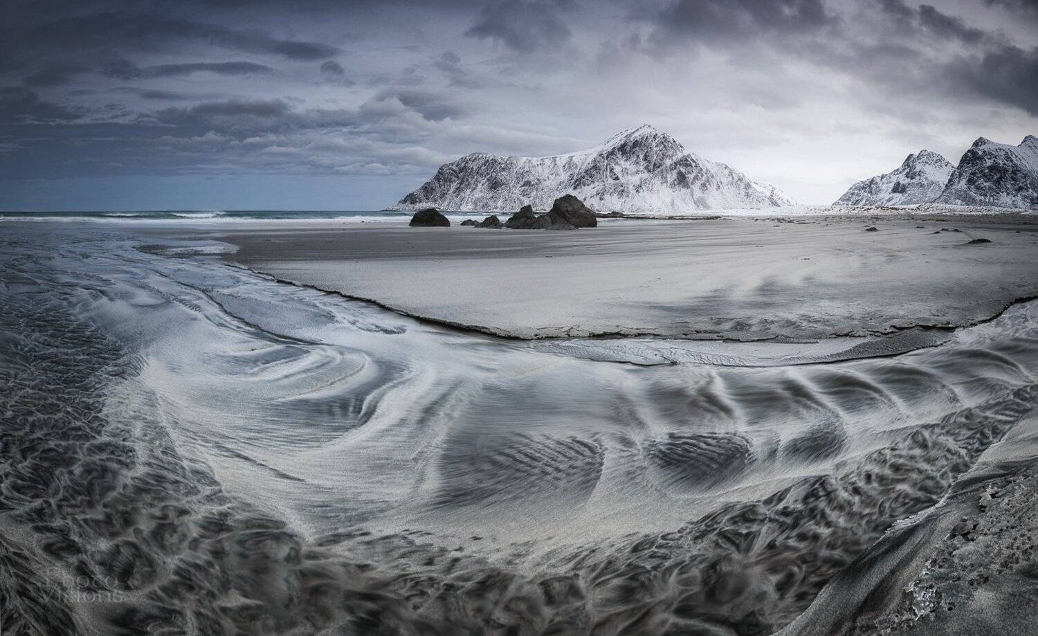 lofoten,norway,skagsanden,panoramic,winter,mountains,shoreline,coastline,, Adrian Szatewicz