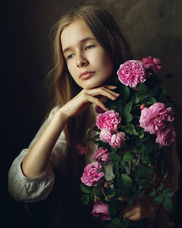 девушка, портрет, розы Машенька фото превью