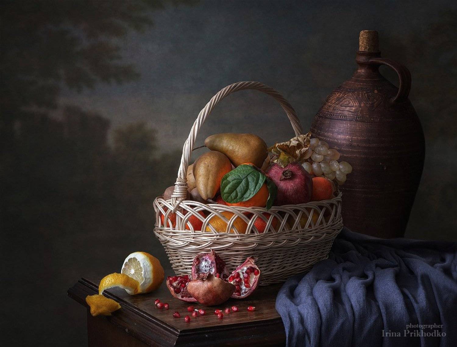 натюрморт, винтажный, фрукты, корзина, Ирина Приходько
