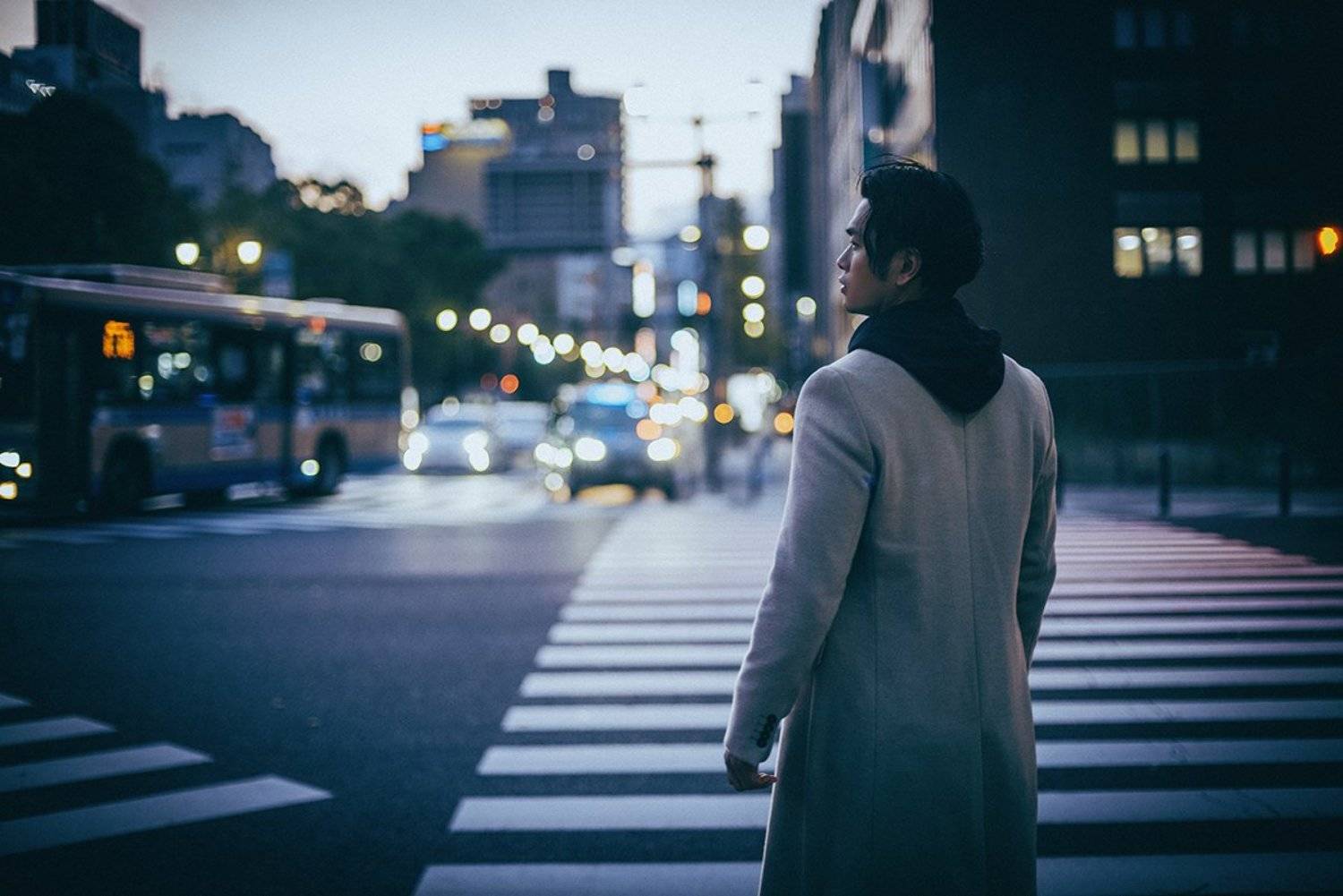tokyo, japan, man, figure, city, night, light, taliana
