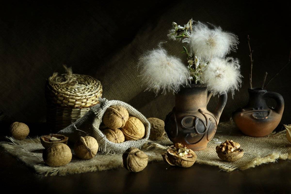 орехи, ваза, цветы, Шруб (Беляева) Татьяна