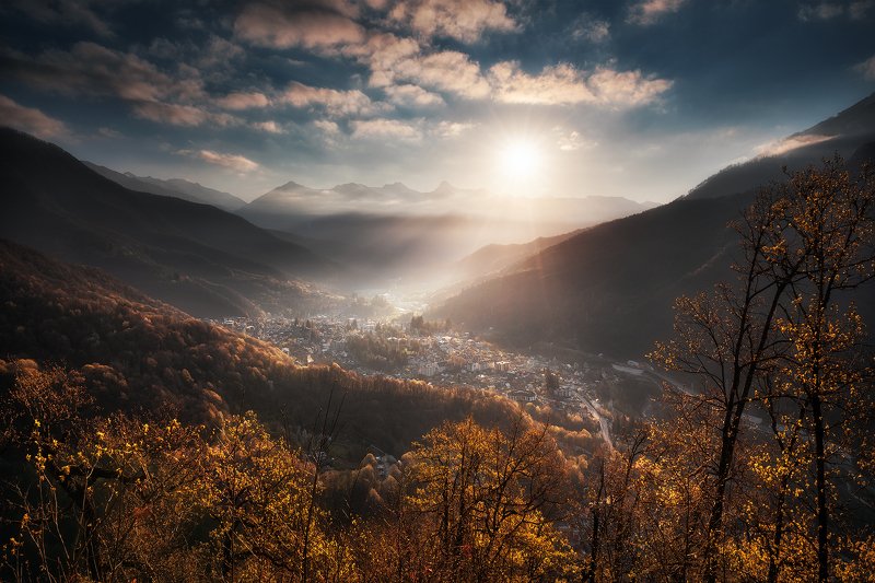 рассвет, горы, красная поляна, сочи, кавказ, пейзаж Рассвет над Красной Поляной фото превью