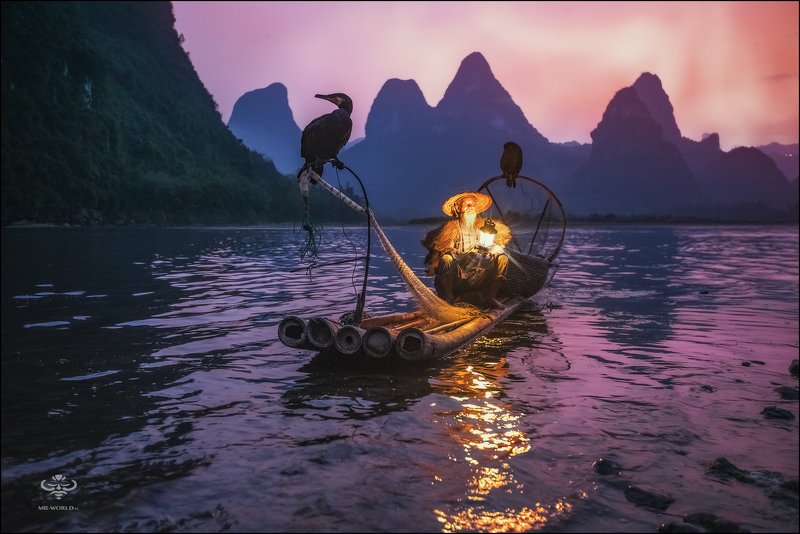 Китай, рыбак, закат, фототур Будни китайского рыбака... фото превью