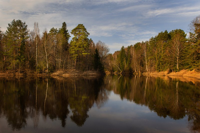 рассвет, золотой час, река, керженец, вода, пейзаж, отражения Место силы фото превью