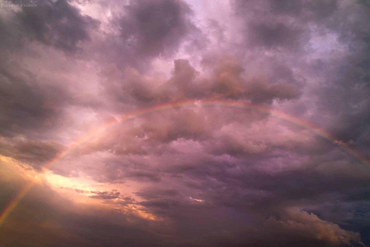 радуга, вечер, небо, облака, тучи, Перхун Евгений