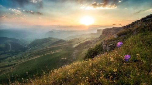 Закат на перевале Гум-Баши