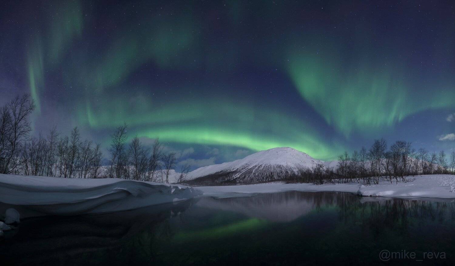 ночь звезды северное сияние ночной пейзаж астрофотография хибины кировск малый вудъявр, Михаил Рева
