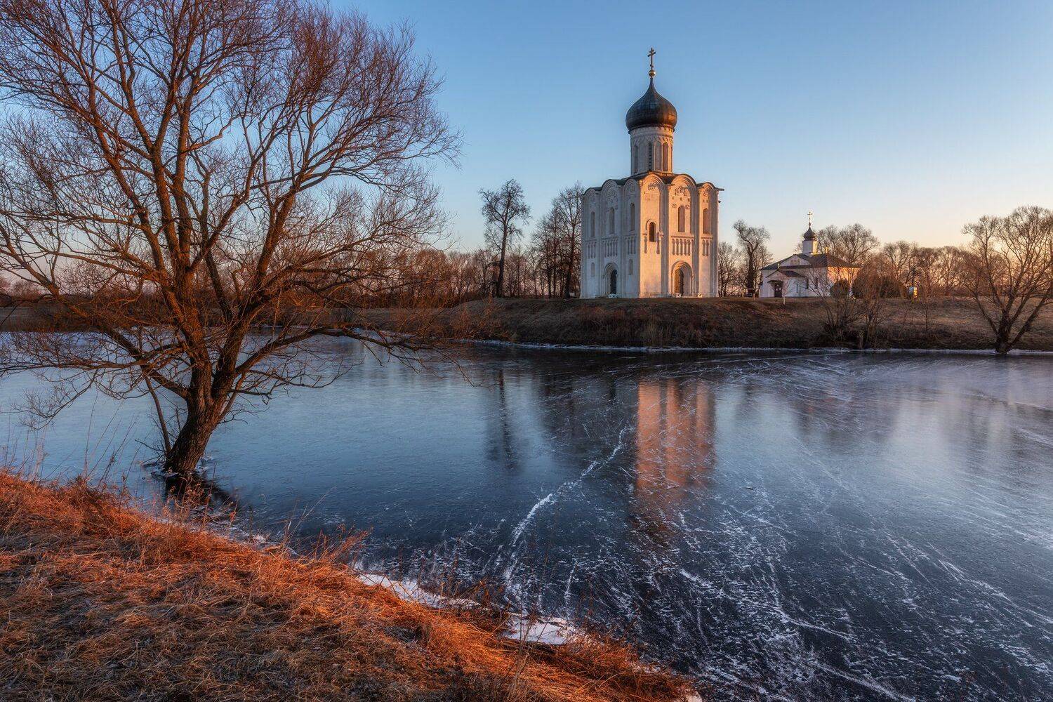пейзаж, покрова, природа, Нерль, Россия, рассвет, мороз, Боголюбово, Мартыненко Дмитрий