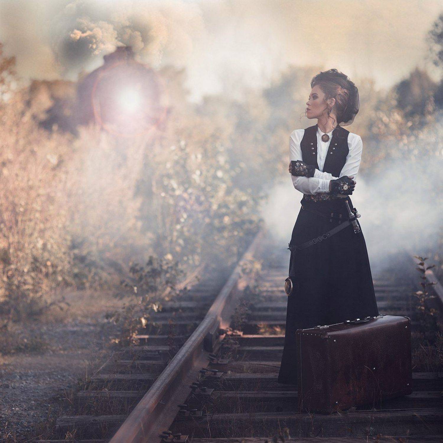 девушка, дым, паровоз, поезд, Каренина, Дарья Комарова