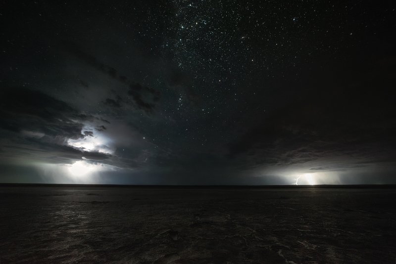 ночь, гроза, звезды, небо, Эльтон, пейзаж, астрофото, night, nightscape, rain Земная стихия фото превью