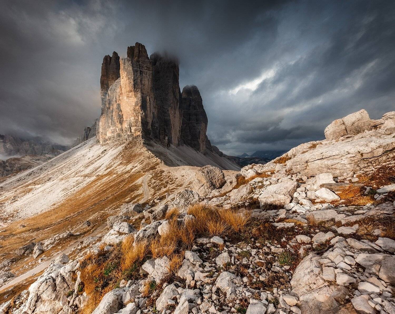 tre cime di lavaredo, италия, доломиты, горы, облака, Геннадий Финенко