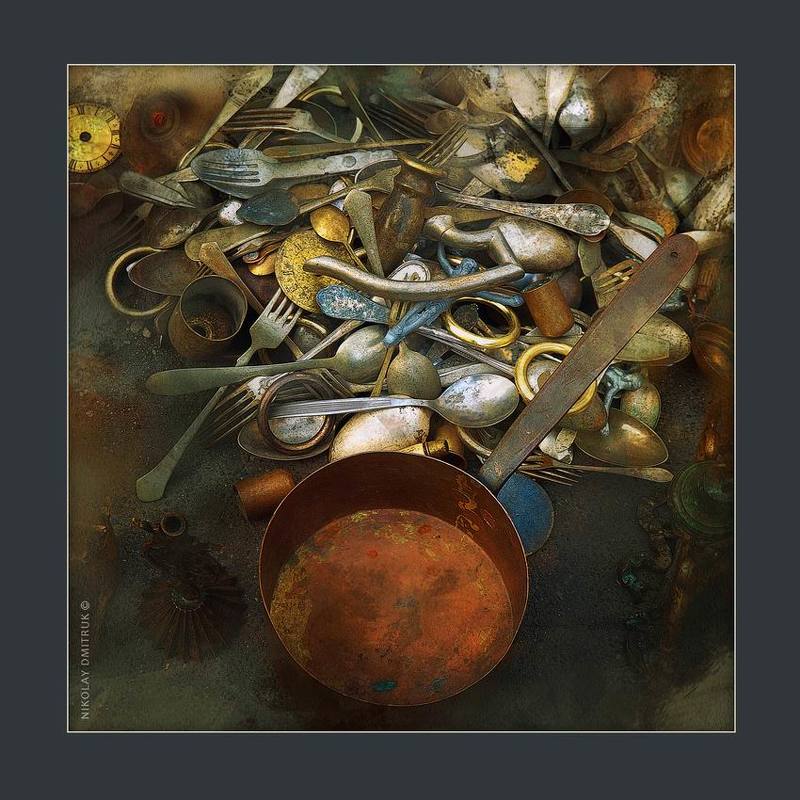 натюрморт ложкивилки. блошиный рынок. Гданьск фото превью