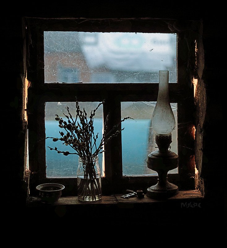 натюрморт окно верба Окно фото превью