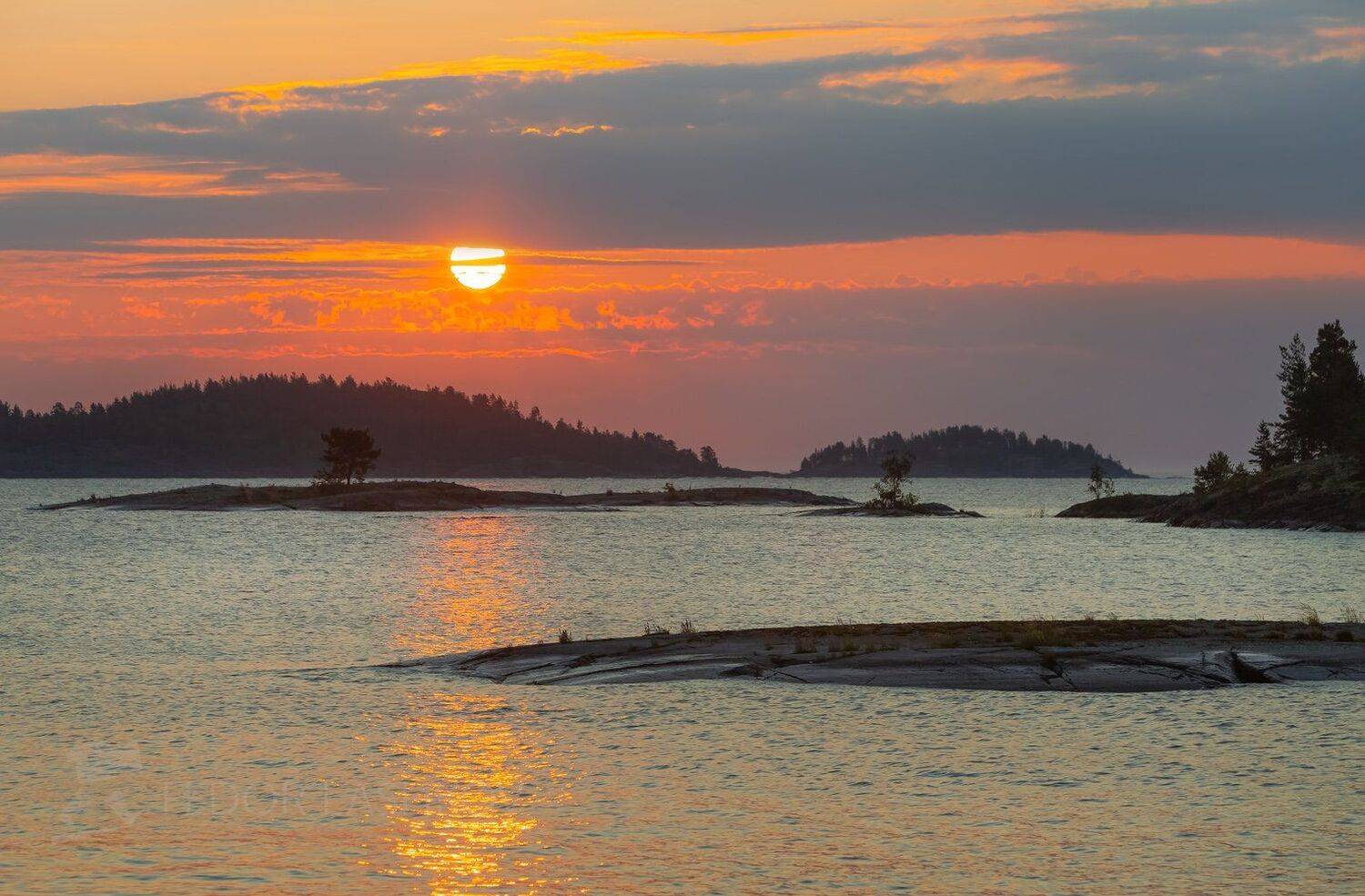 ладожское озеро, карелия, шхеры, лето, остров, берег, вода, рассвет, плавание, путешествие, сосна, облака, солнце,, Лашков Фёдор