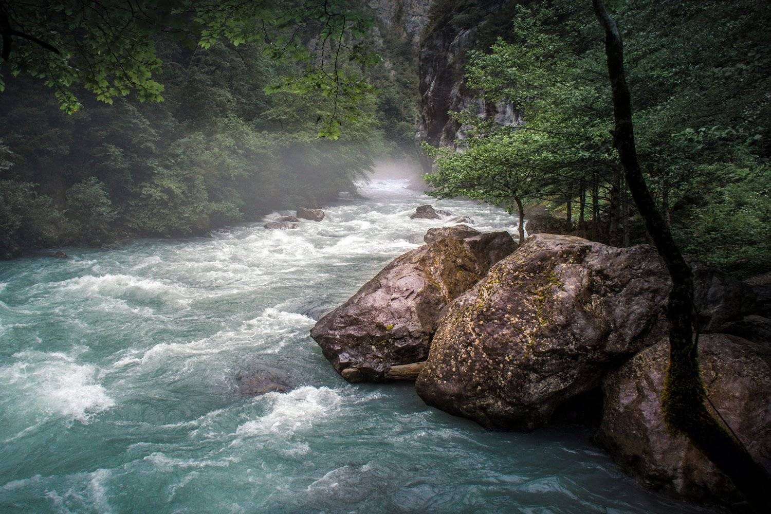 Река, горы, камни, лето, рафтинг, Евгений Кутузов