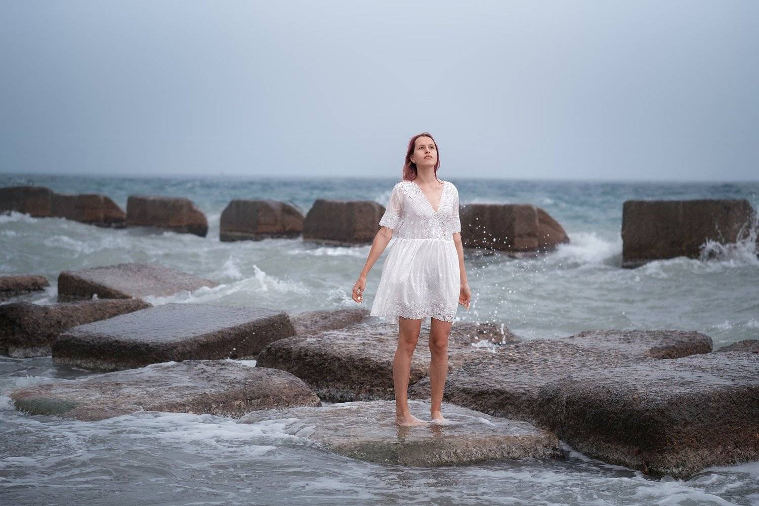Девушка шторм вода море стихия одиночество, Ольга Алехина
