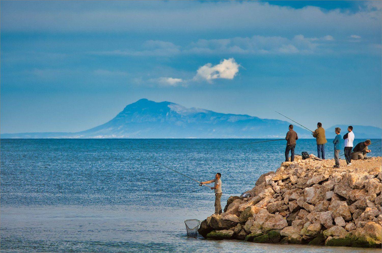море, пейзаж, волны, вода, небо, облака, рыбалка, люди, Sergey Drobkov