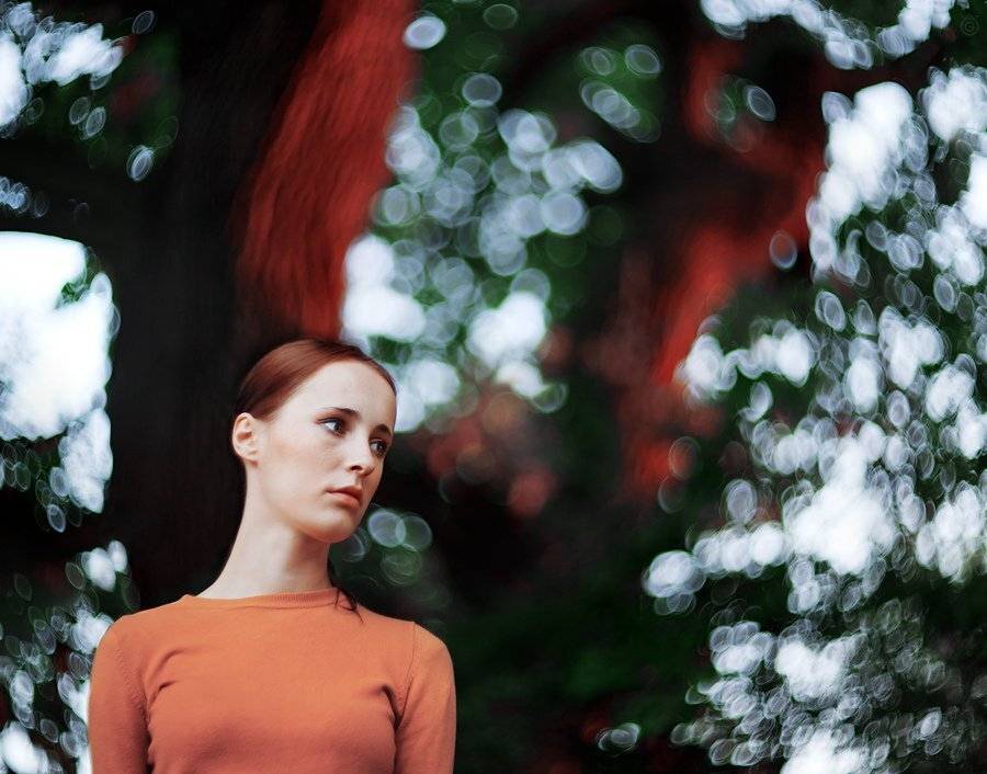 woman, bokeh, portrait, Wojciech Grzanka