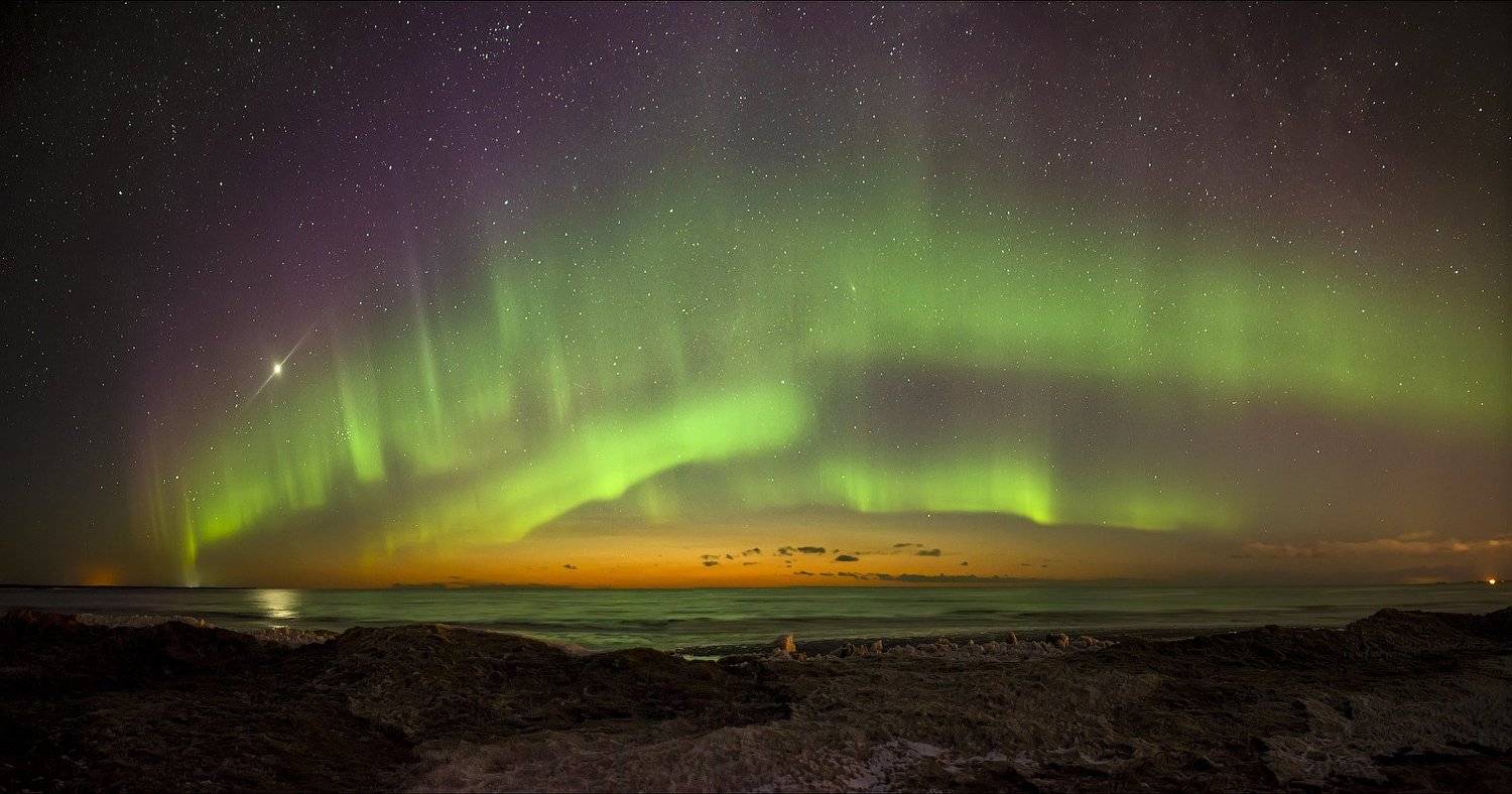архангельская обасть, ночное фото, белое море, русский север, северное сияние, Михаил Карпов