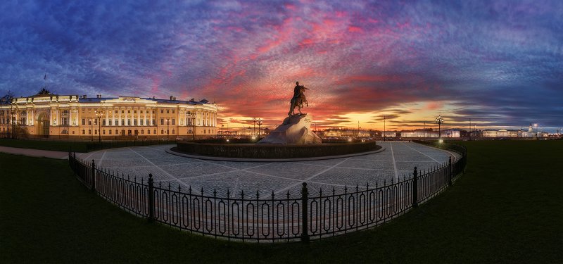 Панорама, город, закат, пейзаж, питер Весенний закат у медного всадника фото превью
