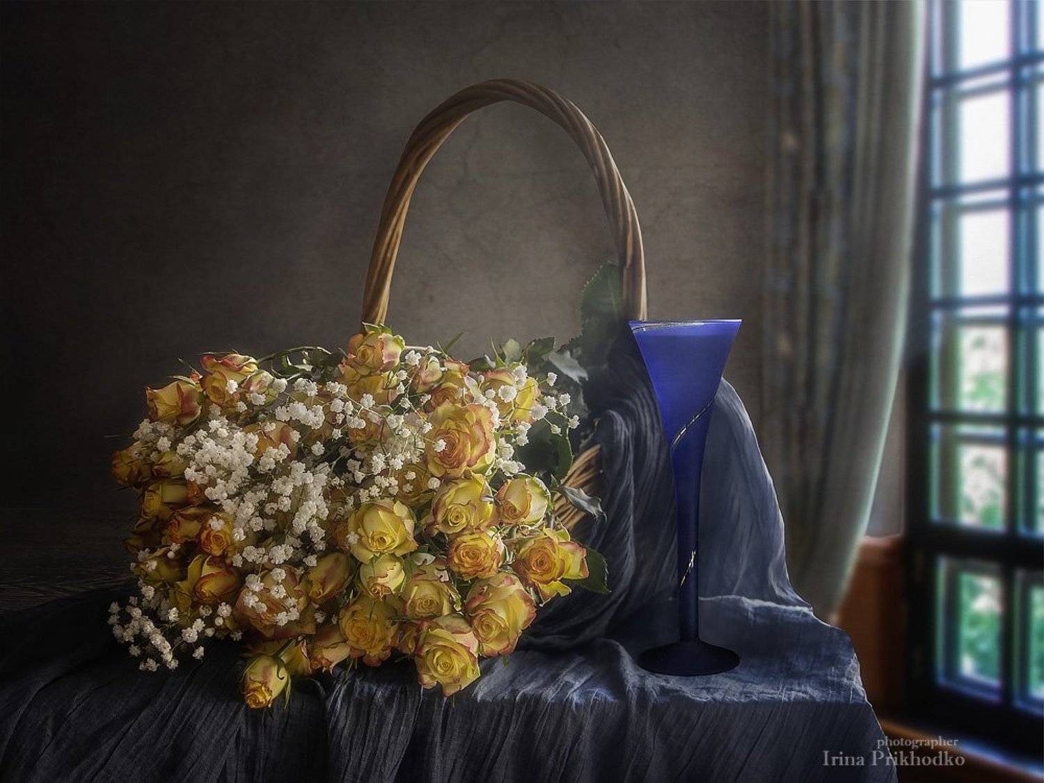натюрморт, розы, ретро, винтажный, интерьер, корзина, цветочный, розы, Ирина Приходько