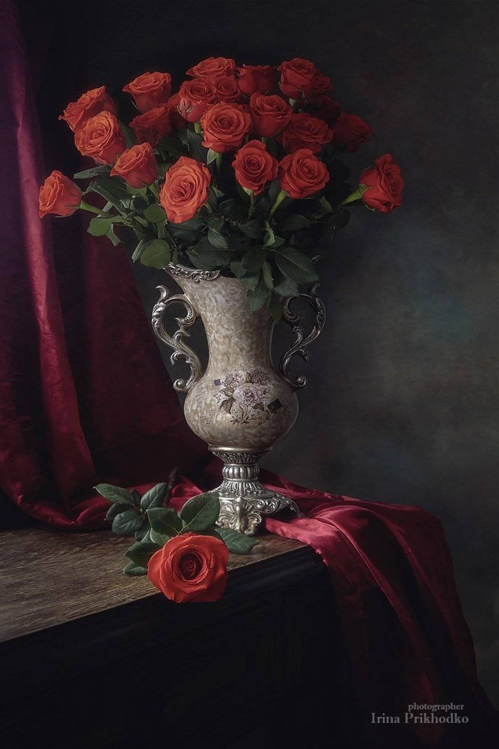 натюрморт, винтажный, цветочный, ретро, розы, букет, Ирина Приходько