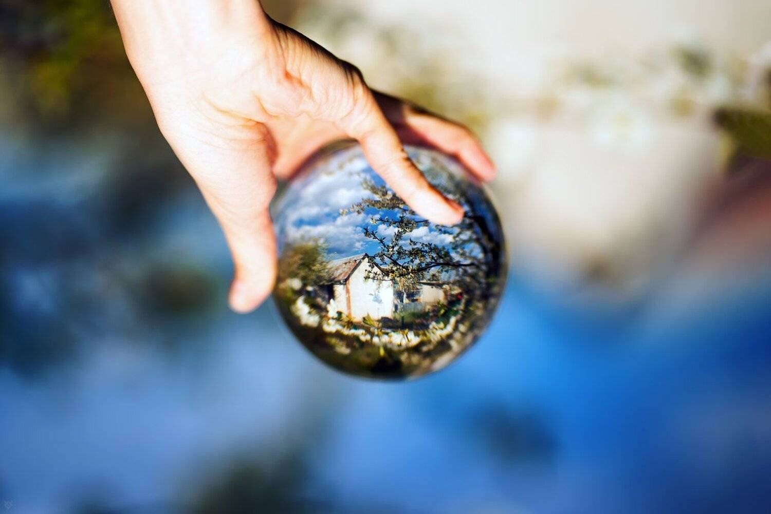 refraction, ball, glass, Wojciech Grzanka