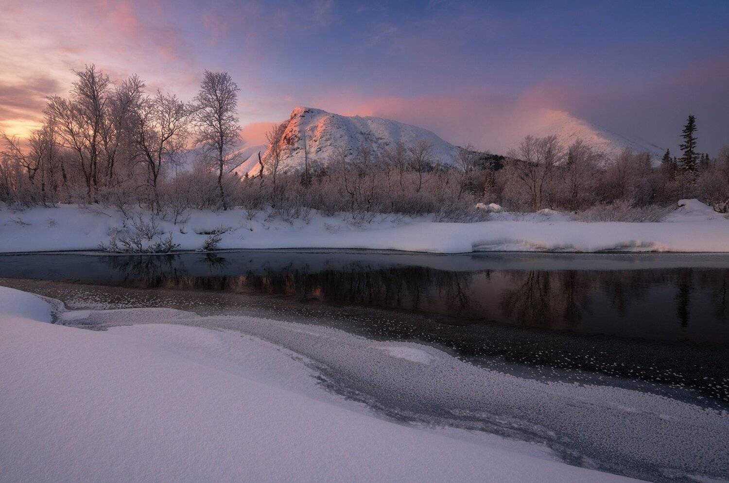 пейзаж,хибины,россия,река,отражение,горы,хибины,кольский,север,рассвет, Виталий Истомин