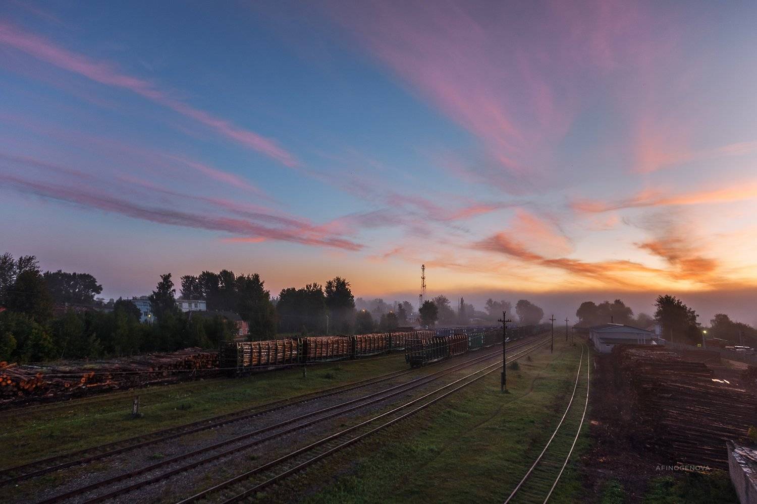 утро рассвет облака пути железнаядорога, Татьяна Афиногенова