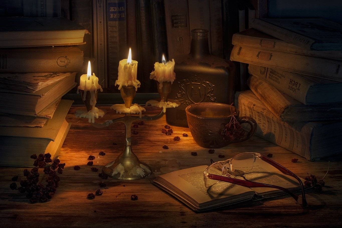 свечи,книги, Елена Рубинская