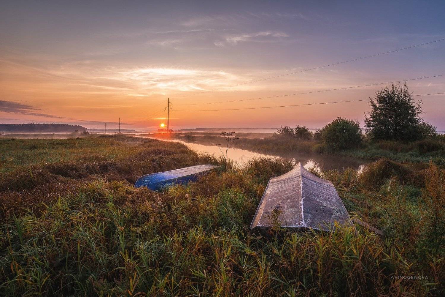 утро рассвет берег лодки, Татьяна Афиногенова