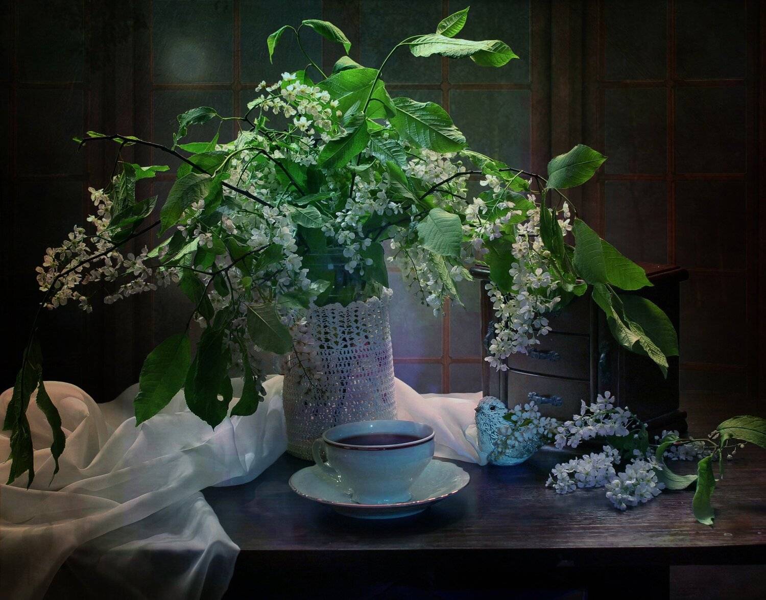 натюрморт, весна, черемуха, чашка, цветы, Ковалева Светлана