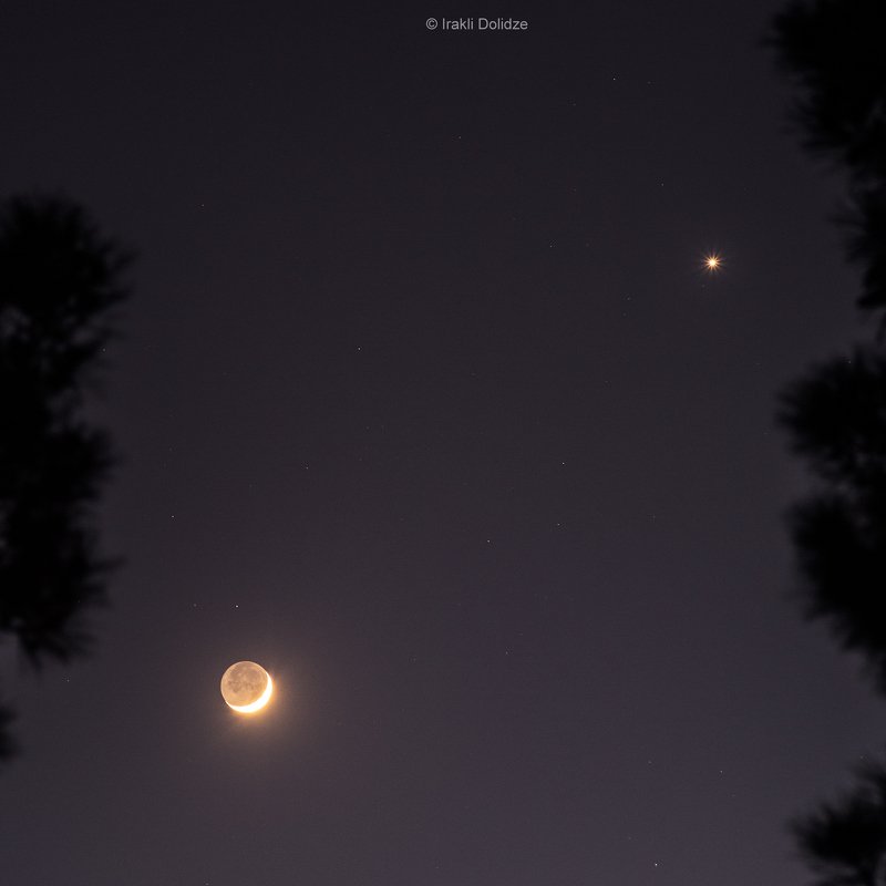 moon, venus, night, outdoor, landscape, sky, canon Moon and Venus фото превью