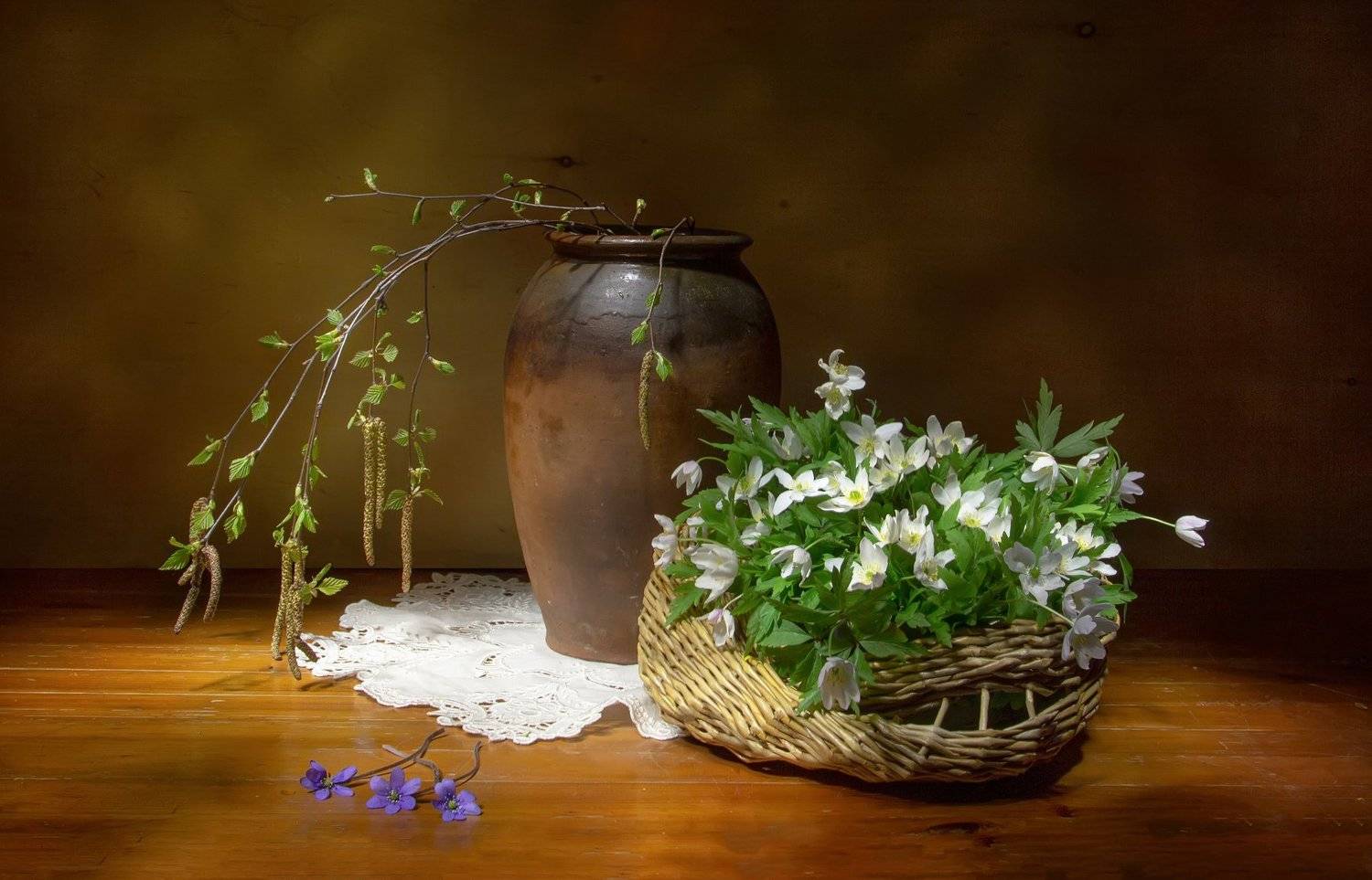 натюрморт, береза, березка, ветреница, пролески, Татьяна Феденкова