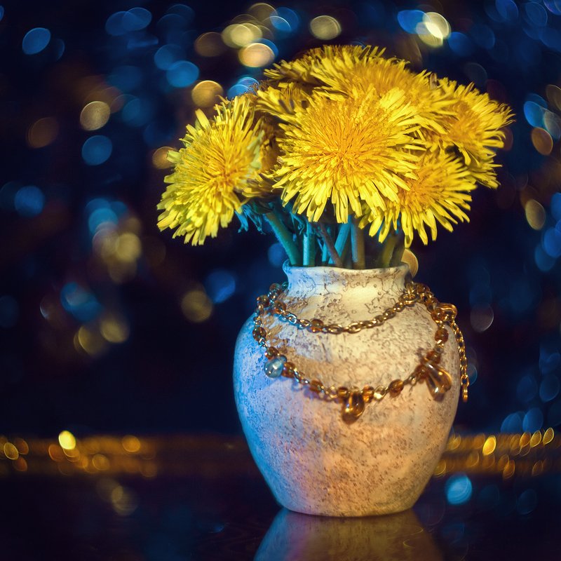 helios-44m-6, manual lens, мануальная оптика, beautiful, красивый, moment, момент, spring, весна, весенний, still life, натюрморт, dandelion, одуванчик, bouquet, букет, bokeh, боке, magical, волшебное, night, ночь, Немножко бокешечного минимализма :) фото превью