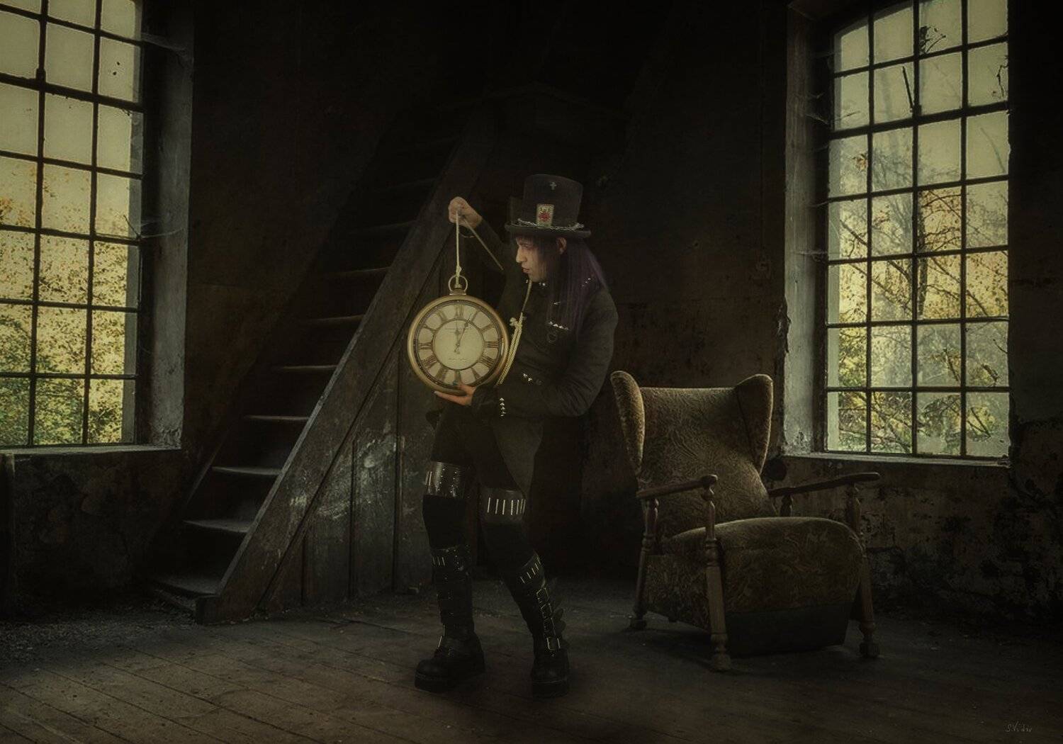 комната, часы, мужчина, Sergii Vidov
