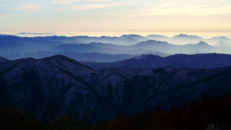 south korea, winter, mountain, morning, landscape, ridge, snow, sky, cloud, skyline, Beautiful mountain ridge фото превью