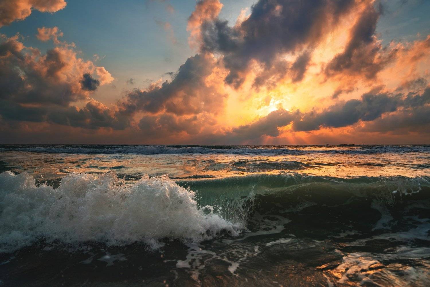 ocean, sunset, scenery, colors, nature, Олеся Набиева